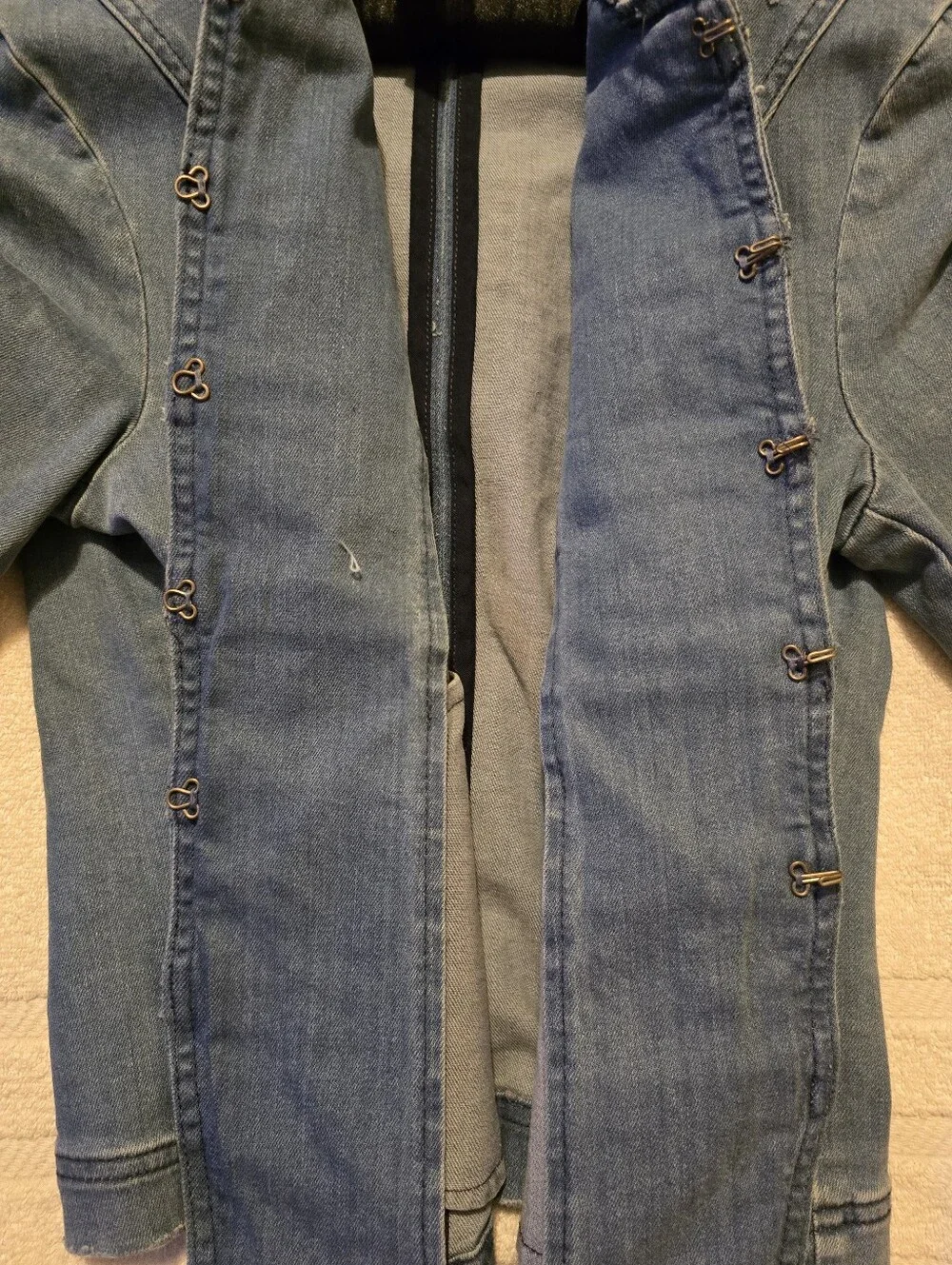 Free People Distressed Denim Military Jacket Gold Buttons Small - Picture 7 of 16